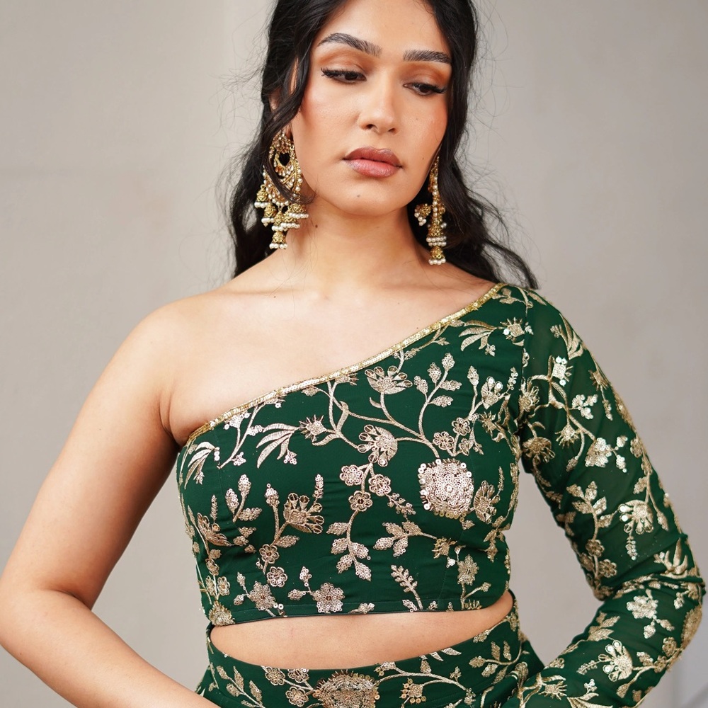 Emerald Vera Blouse One-Shoulder Top